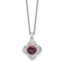 Shey Couture Sterling Silver Rhodium-plated with 14k Accent Round Garnet Flower 18 inch with 2 inch Extension Necklace