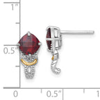 Shey Couture Sterling Silver Rhodium-plated with 14k Accent Checker-cut Cushion Garnet and .02ct. Diamond Post Earrings