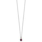 Shey Couture Sterling Silver Rhodium-plated with 14k Accent Checker Cushion Garnet and .04ct. Diamond 18 inch w/2 inch Extension Necklace