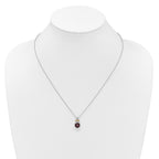 Shey Couture Sterling Silver Rhodium-plated with 14k Accent Checker Cushion Garnet and .04ct. Diamond 18 inch w/2 inch Extension Necklace