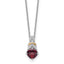 Shey Couture Sterling Silver Rhodium-plated with 14k Accent Checker Cushion Garnet and .04ct. Diamond 18 inch w/2 inch Extension Necklace