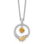 Shey Couture Sterling Silver Rhodium-plated Twisted Circle with 14k Leaf Accent Round Citrine Dangle 18 inch with 2 inch Extension Necklace