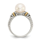 Shey Couture Sterling Silver with 14K Accent Antiqued 8mm Freshwater Cultured Pearl Ring