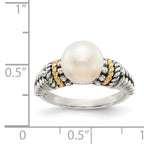 Shey Couture Sterling Silver with 14K Accent Antiqued 8mm Freshwater Cultured Pearl Ring