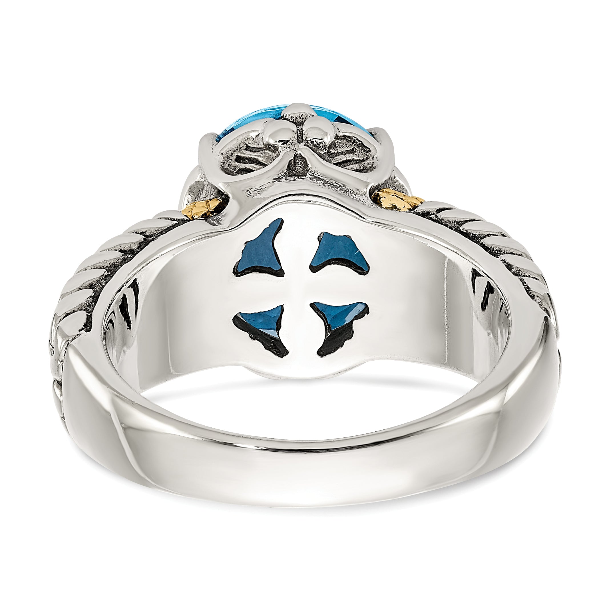 Shey Couture Sterling Silver with 14K Accent Antiqued Oval SwiSterling Silver Blue Topaz Ring