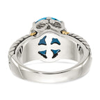Shey Couture Sterling Silver with 14K Accent Antiqued Oval SwiSterling Silver Blue Topaz Ring