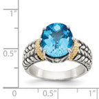 Shey Couture Sterling Silver with 14K Accent Antiqued Oval SwiSterling Silver Blue Topaz Ring