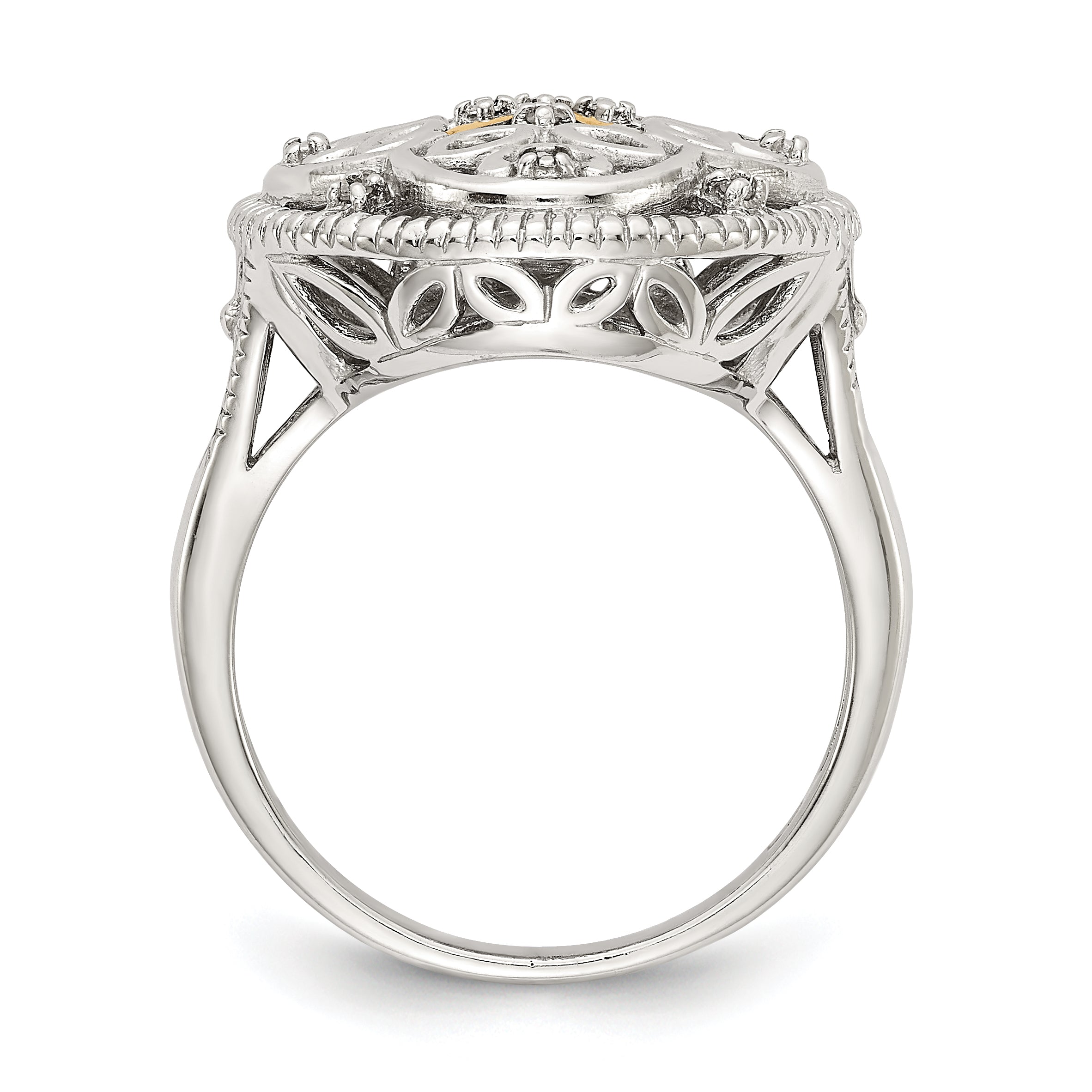 Shey Couture Sterling Silver Rhodium-plated with 14K Accent Diamond Vintage Ring Secondary image