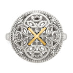 Shey Couture Sterling Silver Rhodium-plated with 14K Accent Diamond Vintage Ring