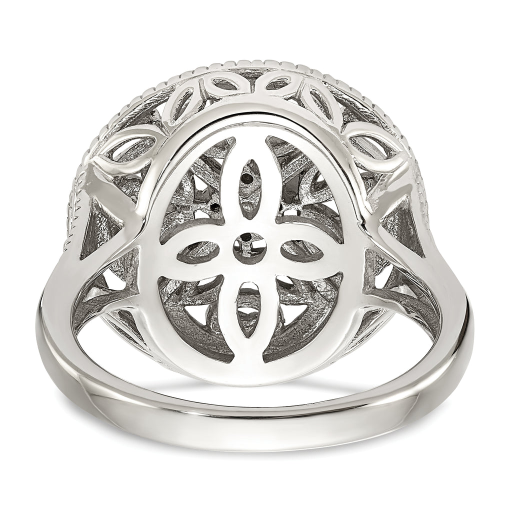 Shey Couture Sterling Silver Rhodium-plated with 14K Accent Diamond Vintage Ring