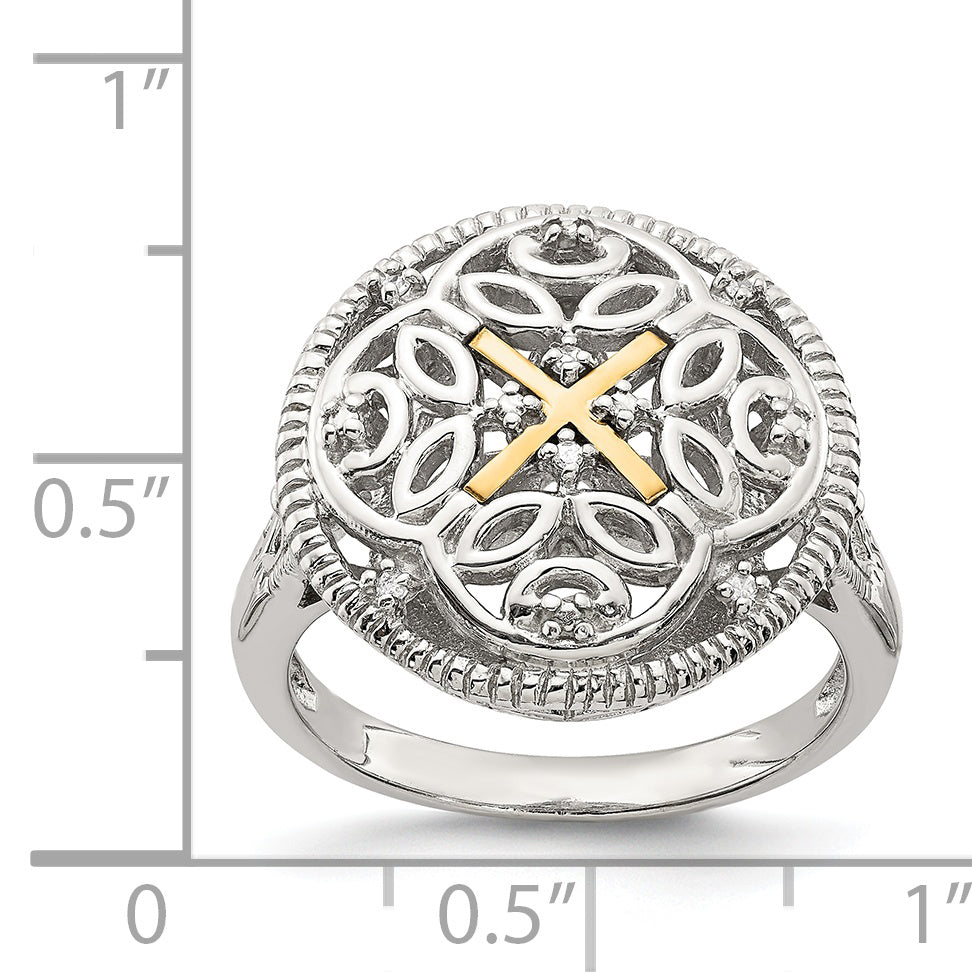 Shey Couture Sterling Silver Rhodium-plated with 14K Accent Diamond Vintage Ring