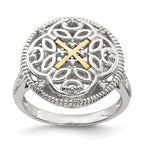 Shey Couture Sterling Silver Rhodium-plated with 14K Accent Diamond Vintage Ring