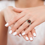 Shey Couture Sterling Silver with 14K Accent Antiqued Checkerboard Cushion Garnet Ring