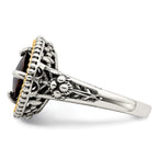 Shey Couture Sterling Silver with 14K Accent Antiqued Checkerboard Cushion Garnet Ring