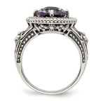Shey Couture Sterling Silver with 14K Accent Antiqued Cushion Pink Quartz Ring
