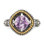 Shey Couture Sterling Silver with 14K Accent Antiqued Cushion Pink Quartz Ring