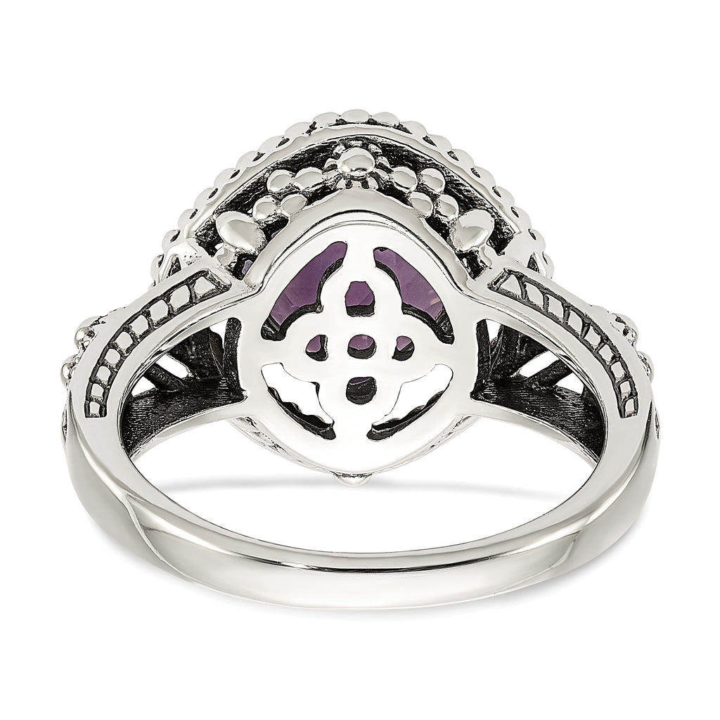 Shey Couture Sterling Silver with 14K Accent Antiqued Cushion Pink Quartz Ring