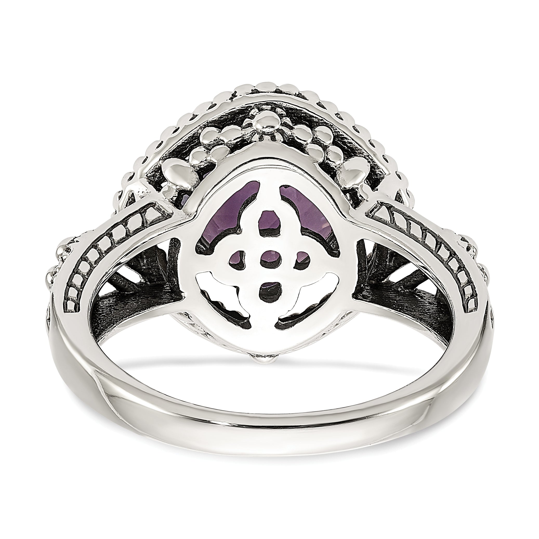 Shey Couture Sterling Silver with 14K Accent Antiqued Cushion Pink Quartz Ring