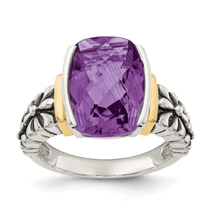 Cushion Chanel-Set Amethyst Ring in Sterling Silver, Size 8 - Sophia Jewelers