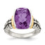 Shey Couture Sterling Silver with 14K Accent Antiqued Checkerboard-cut Cushion Chanel-set Amethyst Ring