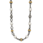 Shey Couture Sterling Silver with 14K Accent 18 Inch Antiqued 8mm Freshwater Cultured Pearl Necklace