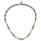 Shey Couture Sterling Silver with 14K Accent 18 Inch Antiqued 8mm Freshwater Cultured Pearl Necklace