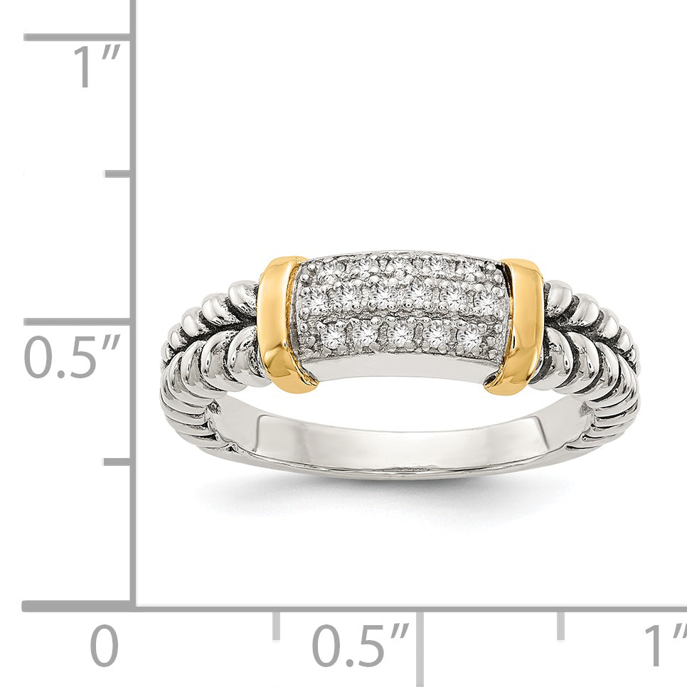 Shey Couture Sterling Silver with 14K Accent Antiqued Diamond Ring