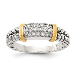 Shey Couture Sterling Silver with 14K Accent Antiqued Diamond Ring
