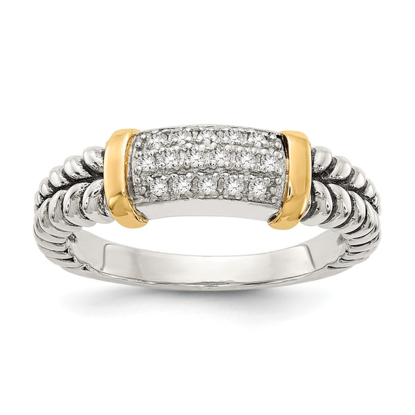Accent Diamond Ring in Sterling Silver, Antiqued (0.12 ct. tw.), Size 6–8 - Sophia Jewelers