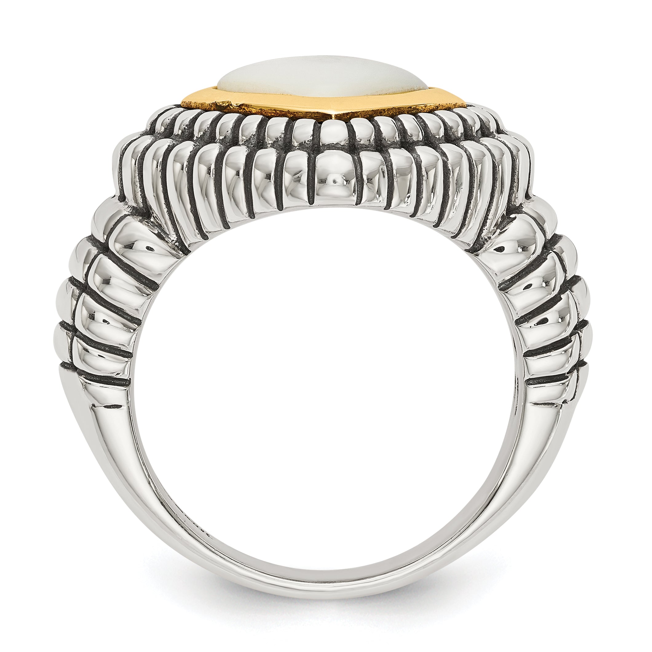 Shey Couture Sterling Silver with 14K Accent Antiqued Mother of Pearl Ring Secondary image