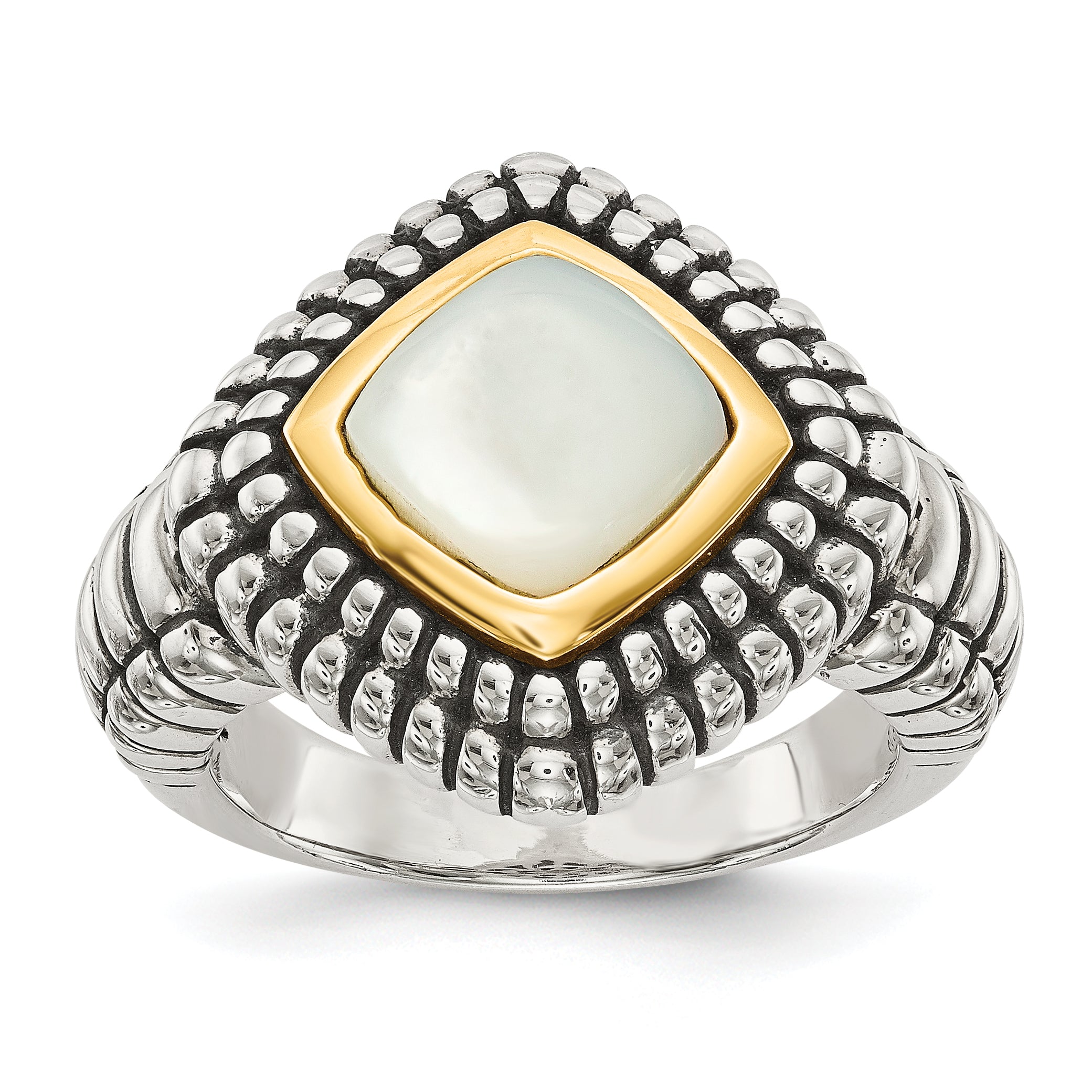 Shey Couture Sterling Silver with 14K Accent Antiqued Mother of Pearl Ring Main image