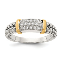 Shey Couture Sterling Silver with 14K Accent Antiqued Diamond Ring