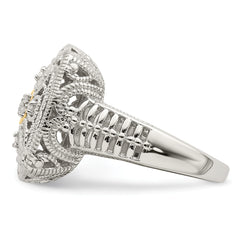 Shey Couture Sterling Silver Rhodium-plated with 14K Accent Diamond Ring