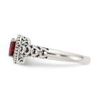 Shey Couture Sterling Silver with 14K Accent Antiqued Heart Garnet Ring