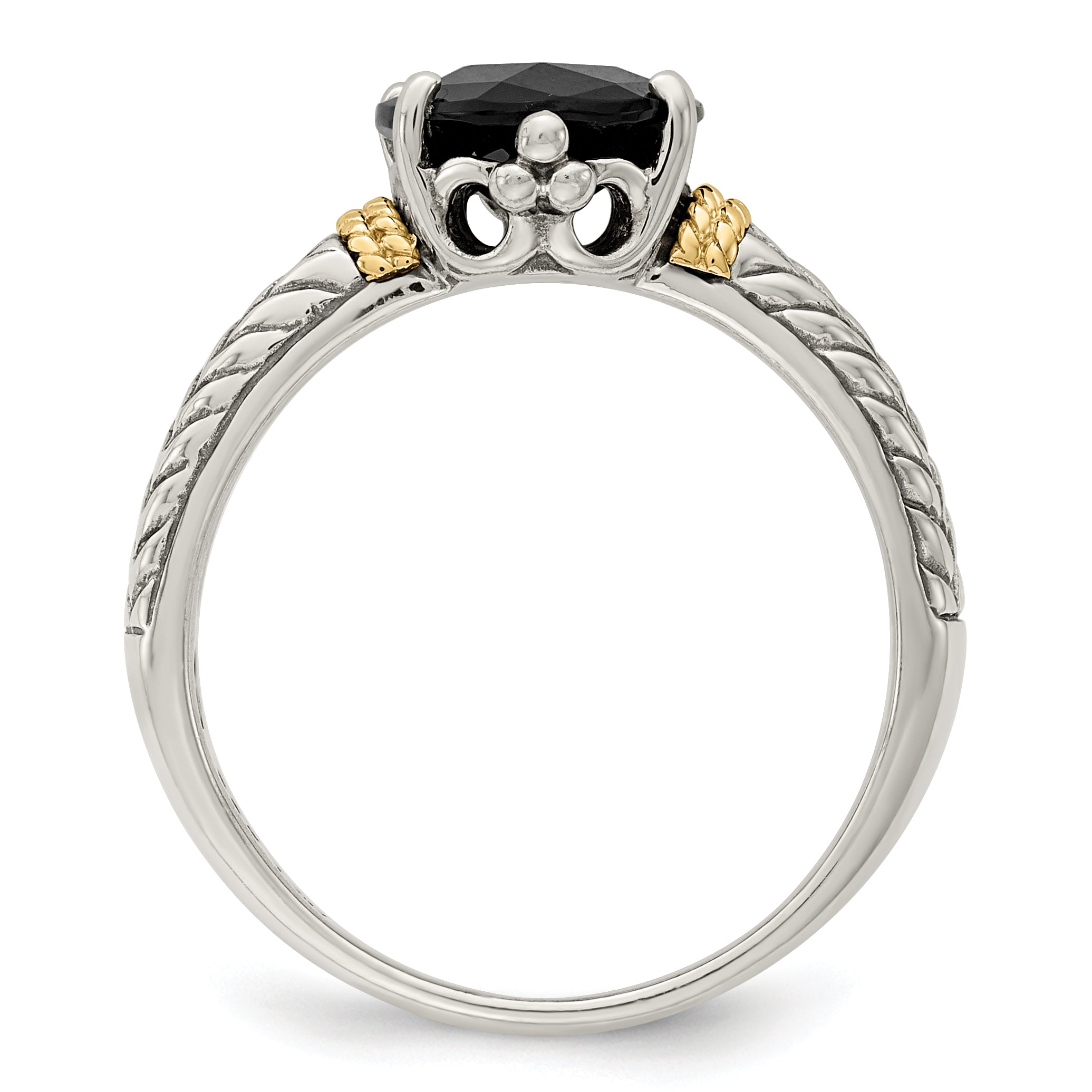 Shey Couture Sterling Silver with 14K Accent Antiqued Oval Garnet Ring Secondary image