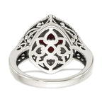 Shey Couture Sterling Silver with 14K Accent Antiqued Diamond and Checkerboard Cushion Garnet Ring