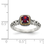Shey Couture Sterling Silver with 14K Accent Antiqued Cushion Garnet Ring