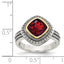 Shey Couture Sterling Silver with 14K Accent Antiqued Cushion Bezel Garnet Ring