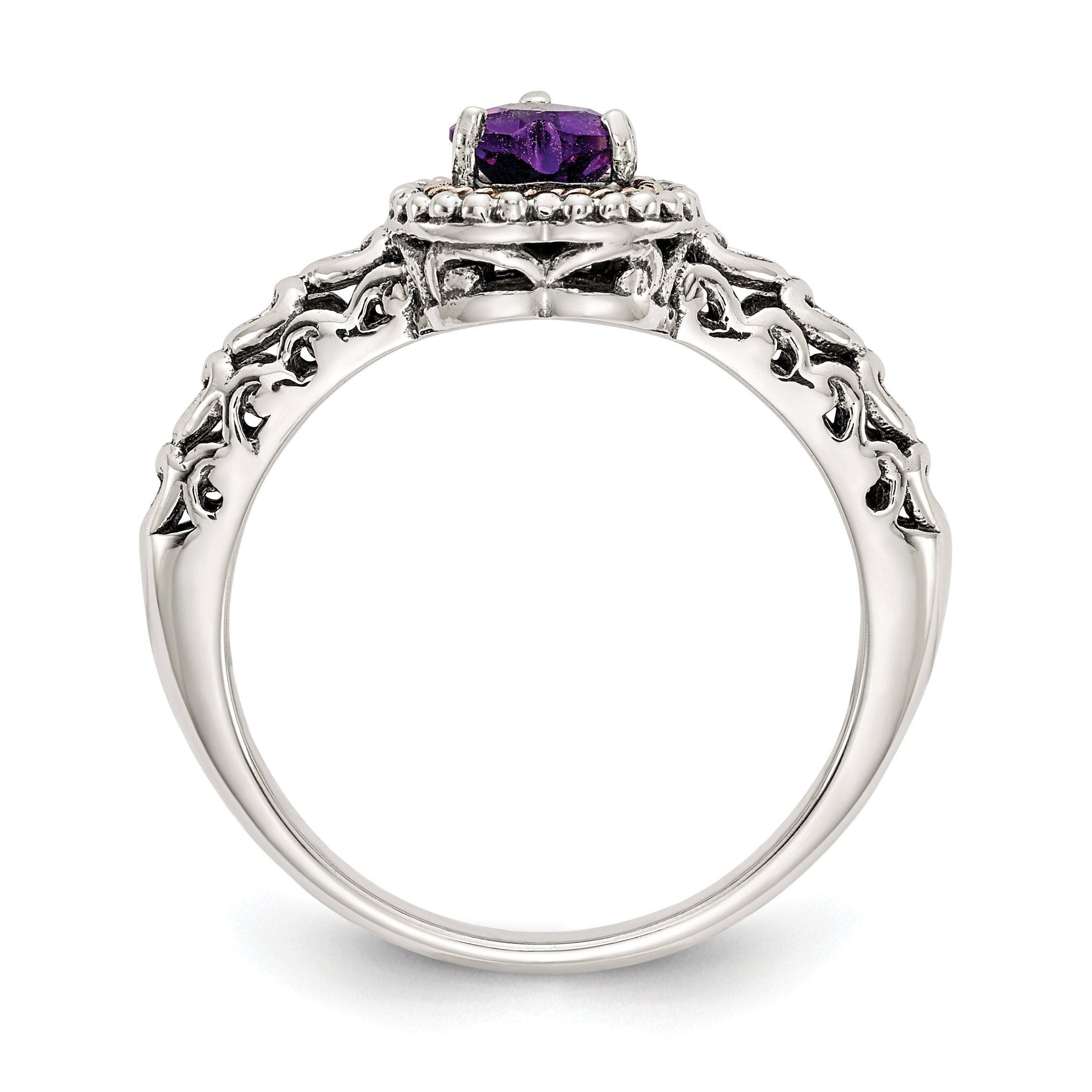 Shey Couture Sterling Silver with 14K Accent Antiqued Amethyst Heart Ring Secondary image