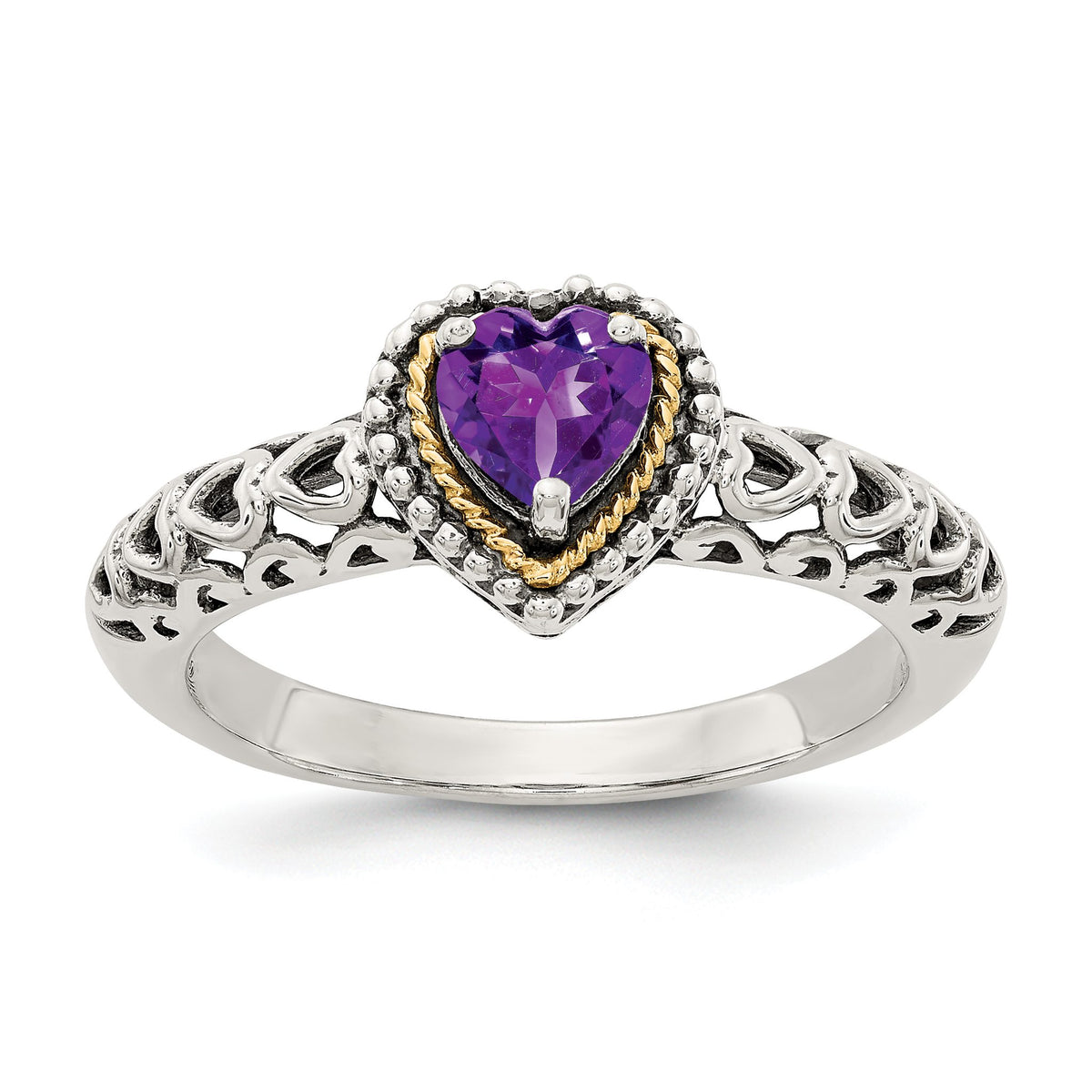 Shey Couture Sterling Silver with 14K Accent Antiqued Amethyst Heart Ring - Sophia Jewelers Main image
