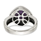Shey Couture Sterling Silver with 14K Accent Antiqued Cushion Bezel Amethyst Ring