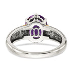 Shey Couture Sterling Silver with 14K Accent Antiqued Oval Amethyst Ring