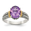 Shey Couture Sterling Silver with 14K Accent Antiqued Oval Amethyst Ring
