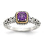 Shey Couture Sterling Silver with 14K Accent Antiqued Cushion Amethyst Ring
