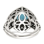 Shey Couture Sterling Silver with 14K Accent Antiqued Cushion Blue Topaz Ring