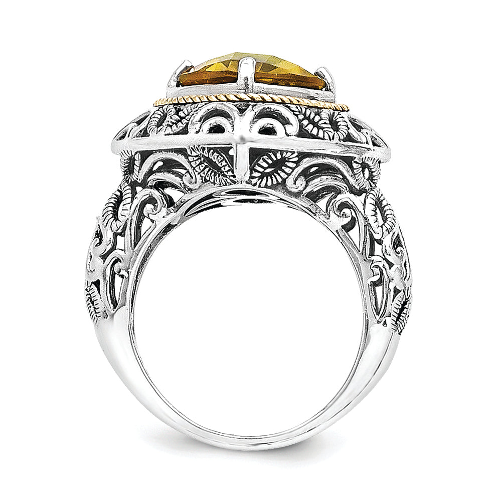 Sterling Silver w/14k Whiskey Quartz Ring Secondary image