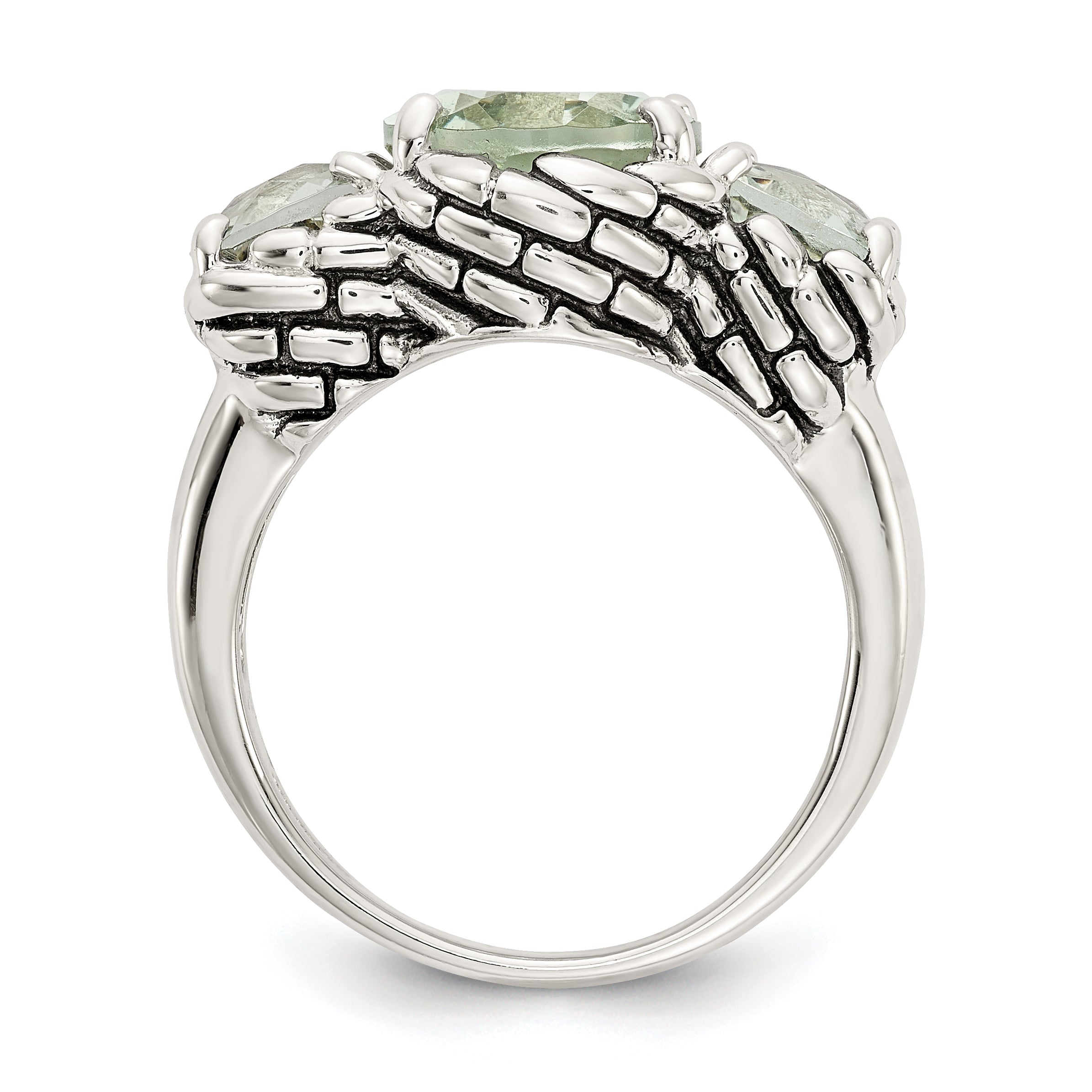 Shey Couture Sterling Silver Antiqued Oval and Round Green Quartz Ring Secondary image