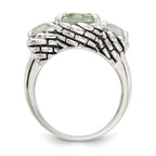Shey Couture Sterling Silver Antiqued Oval and Round Green Quartz Ring