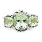 Shey Couture Sterling Silver Antiqued Oval and Round Green Quartz Ring