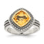 Shey Couture Sterling Silver with 14K Accent Antiqued Cushion Bezel Citrine Ring